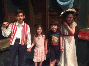 Adam Cabo, Helen Hutchinson, Brendan Shanahan and and May Columb as, respectively, Bert, Jane, Michael and Mary Poppins. (Photo by Amy Dul)