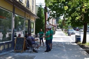 The sidewalk is more than 17 ft wide in front of The Garden Cafe. (Photo by M. Turton)