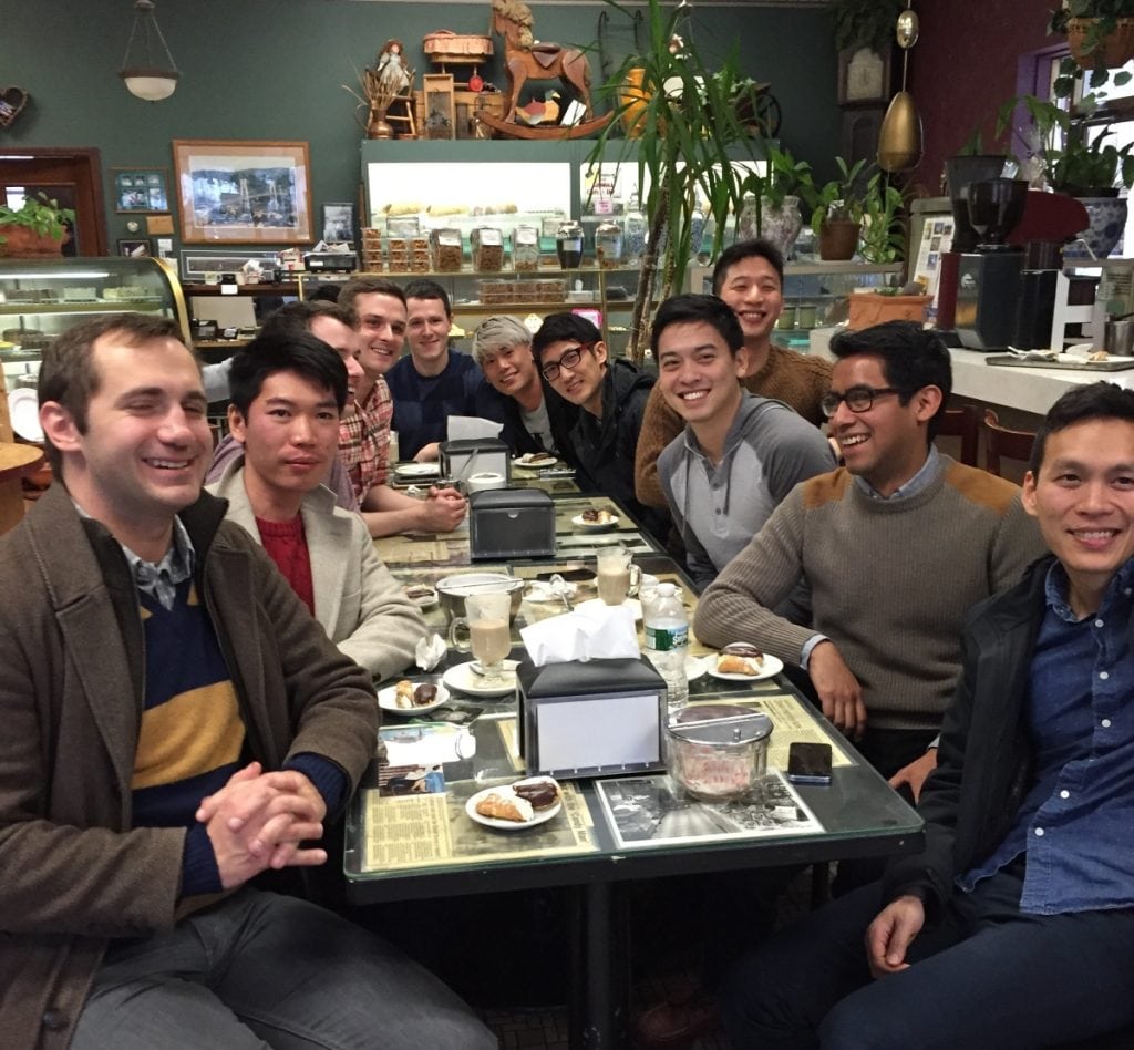 A tour group enjoys Italian pastries at Caffe Aurora in Poughkeepsie. (Photo by Jennifer Brizzi)