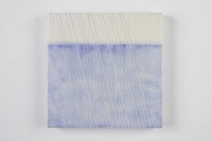 Sensory Threshold #22, by Jayoung Yoon. Human hair, gouache, acryllc medium on canvas panel (Photo by Zac Cam Studio)