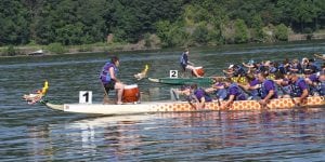 Teams competing in the 2015 Dragon Boat Race on the Hudson River (photo provided)