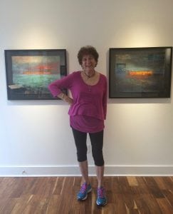 Sheilah Rechtschaffer, pictured at her opening at the Buster Levi Gallery. (Photo by Lucille Tortora)