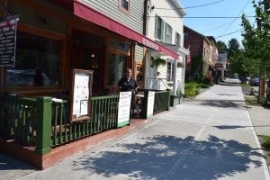 The porch at the Silver Spoon sits on village owned property. (Photo by M. Turton)