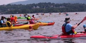 Escorted by kayakers, swimmers cross the Hudson (photo provided)