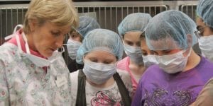 Dr. Kathi Heiber of the South Putnam Animal Hospital with students during the 4-H Junior Vet Series (photo provided)