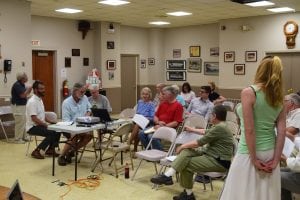 About 15 village residents attended the code update meeting. (Photo by M. Turton)