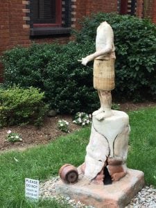 The damaged sculpture on the morning of Aug. 7. (Photo provided)