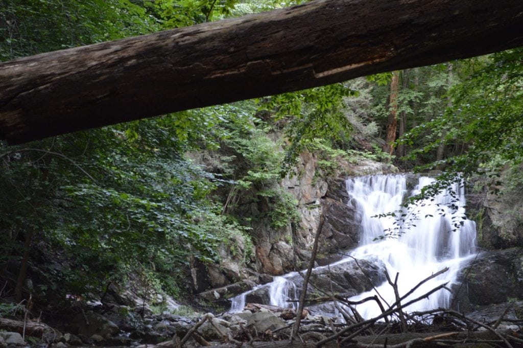 The waters of Indian Brook Falls, between Cold Spring and Garrison, feed into the Hudson River at the Audubon bird conservation area a few hundred feet downriver.