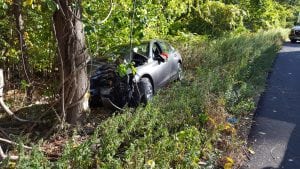 A car drove off Route 9D on Oct. 7 (GVFD photo)