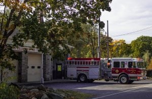 Garrison firefighters roll out of the Upper Station Road garage to answer a call on Oct. 16. (Photo by Anita Peltonen)