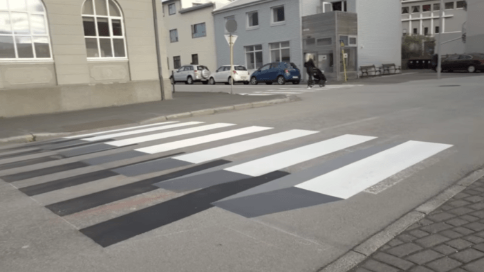 3-D crosswalk in Iceland flat