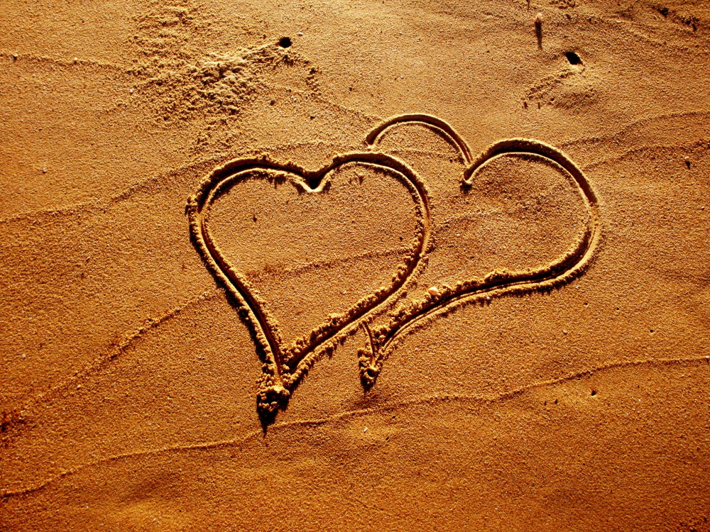 hearts in sand