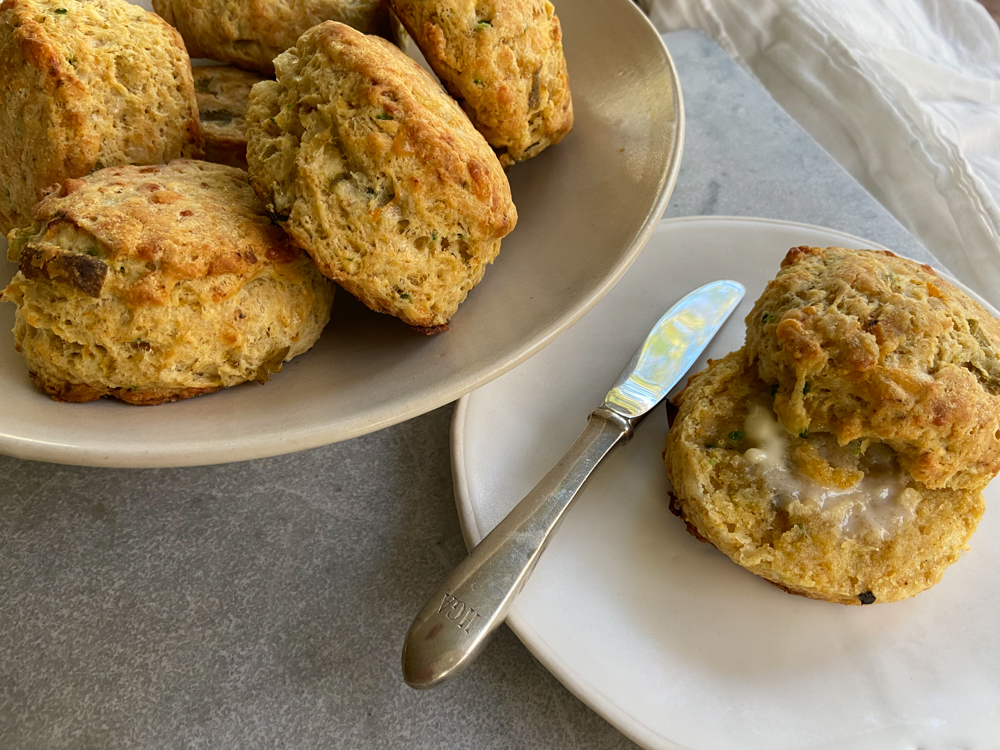 Jalapeño-Cheddar-Green Tomato Biscuits