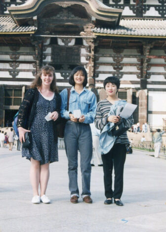 Hadden (left) with fellow teachers, Todaiji Temple, Nara, 1994