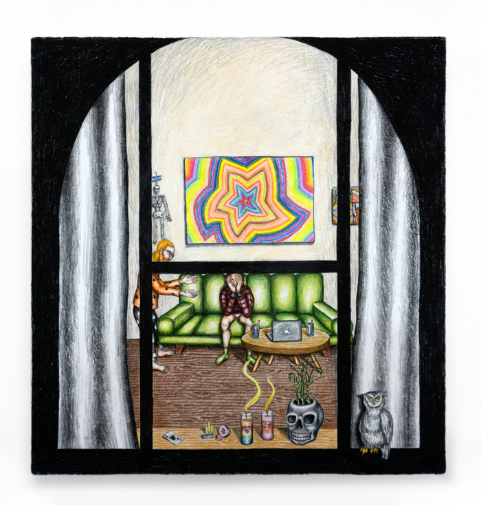 Samantha Rosenwald_Apt.316 Demonic Entry Point, 2021_Colored pencil on canvas_16x15_JDJ