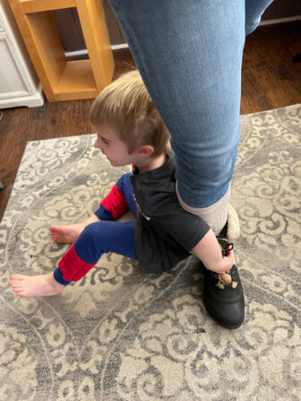  use a child as a weight during leg lifts