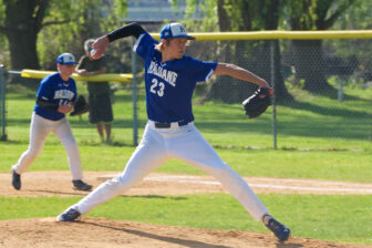 Julian Ambrose delivers a pitch during Haldane's loss to Putnam Valley.