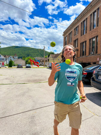 Felixbrodt, a Beacon resident, juggled throughout the 13.1-mile running segment of one Ironman.