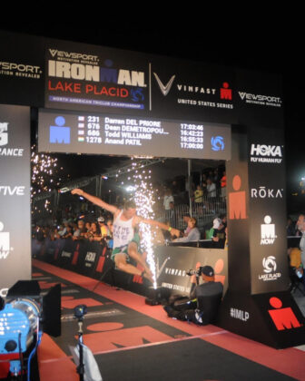 Felixbrodt finishing the Lake Placid Ironman Triathlon last month