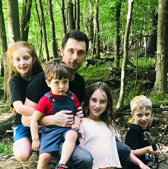 Colm O'Shea with his children at Dennings Point