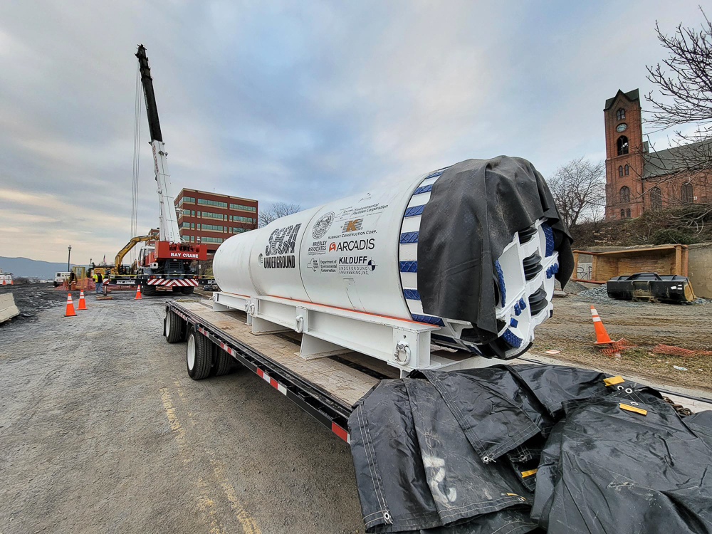 A boring machine arrived recently in Newburgh for a sewer project