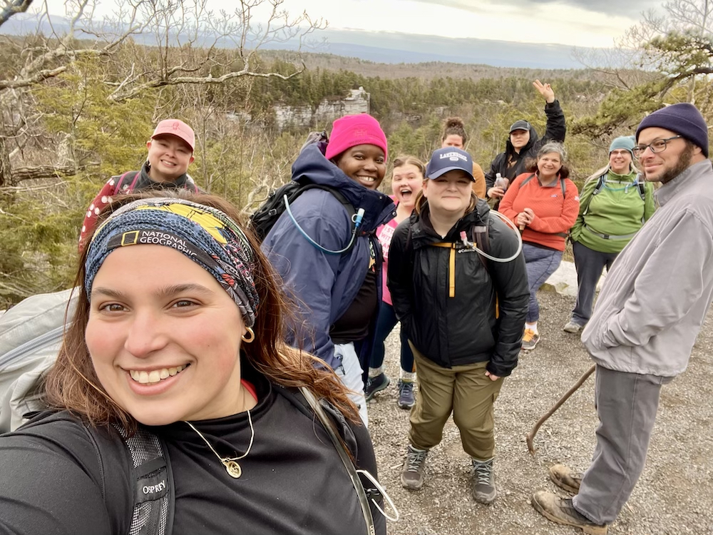 Alexa Rosales (foreground), the founder of the Body Liberation Outdoor Club, leads a hike on Storm King. Photo provided