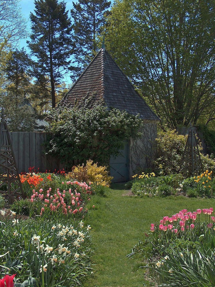 The flower garden and tool shed at Stonecrop Photo provided