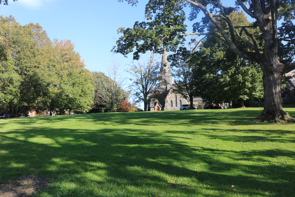 The great lawn, with St. Mary's Church, on an October afternoon Photo by M. Turton