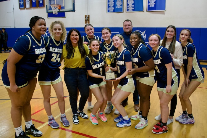 The Beacon girls won the Battle of the Tunnel at Haldane on Jan. 20 to keep the trophy until next season. Photos by Skip Pearlman