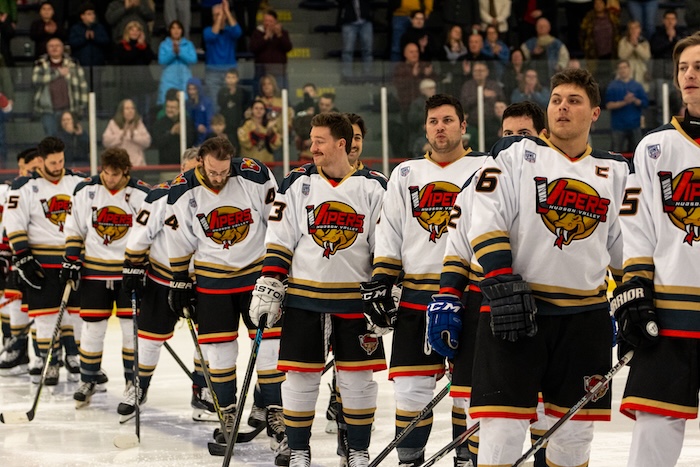 The Vipers line up before a recent game in Poughkeepsie.