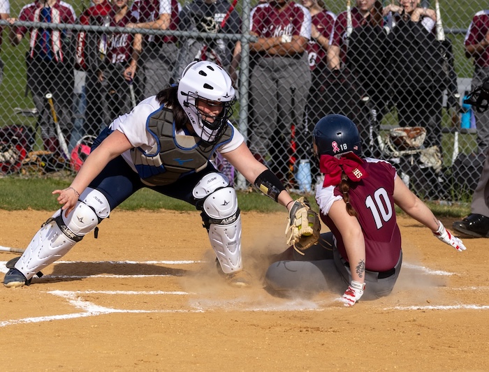 Beacon catcher Bryana Kelliher makes a tag on an O'Neill runner.