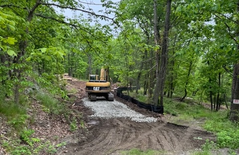 Work began this month on an access road to a cell tower planned in Nelsonville adjacent to the Cold Spring Cemetery. Photo provided
