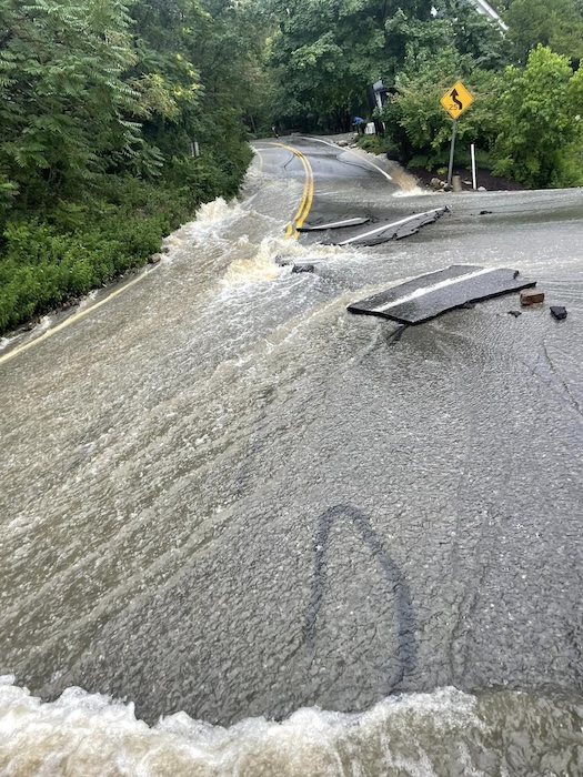 Flooding in July 2023 damaged the intersection of Lower Station and Upper Station roads in Garrison. File photo by Kate Calligaro