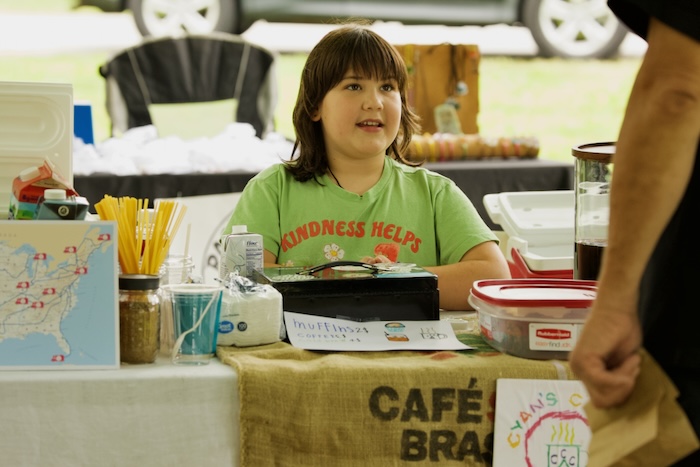 Cyan Rivers, 10, operates Cyan’s Camp Coffee.