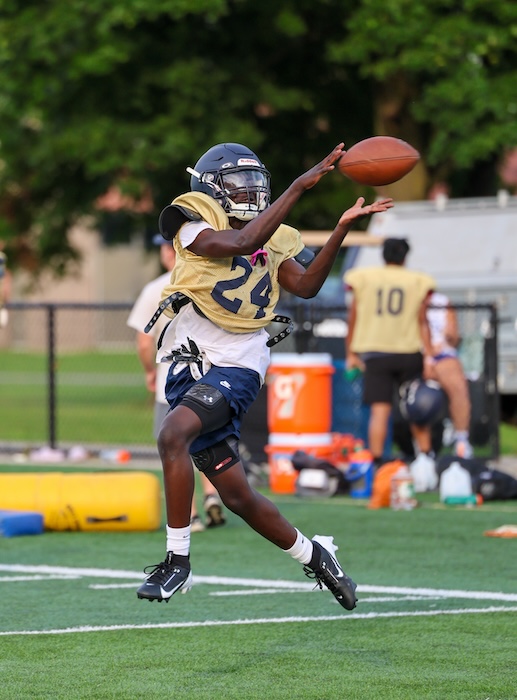 Richie Omira makes a catch for Beacon during an Aug. 12 workout.