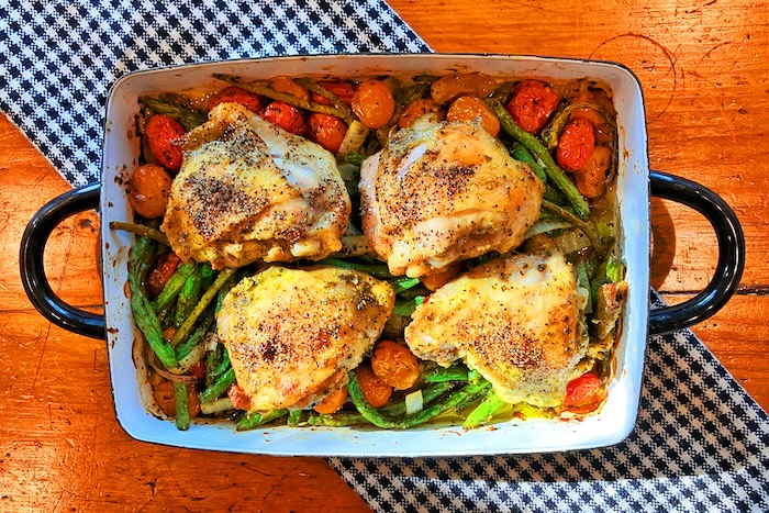 Pesto Roasted Chicken and Summer Vegetables