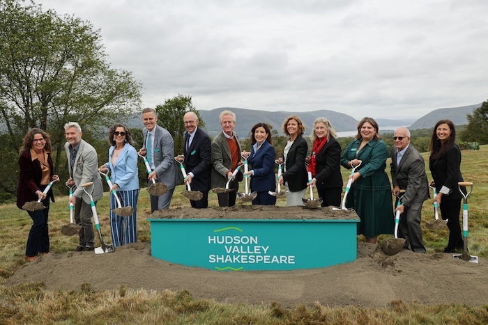 Gov. Kathy Hochul (center) and other elected officials joined HVSF board and staff members to break ground on the theater site. Photo by Tom Moore