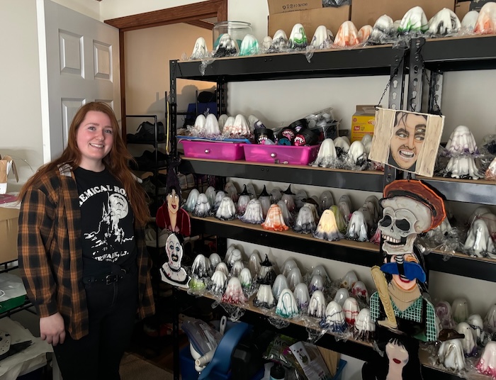 Kailey McEneany, the organizer of Cirque du Creep, with her ghosts Photo by M. Ferris