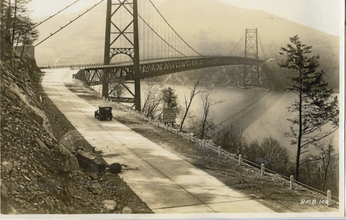 The road on the east side approaching the bridge