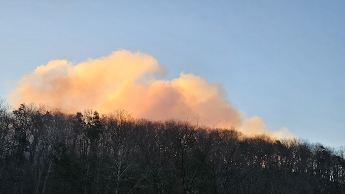 A wildfire broke out near a Philipstown home on Nov. 9 (shown here and below) after a falling tree took out a power line. Firefighters were on the scene for more than eight hours. “It used to be April to October, but now we’re seeing fires in November and December and February and March.” ~ Joseph Pries State forest ranger Photos by Steven Altarescu