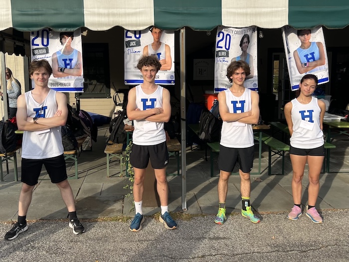 Haldane's cross-country seniors: Brendan Shanahan, Jack Illian, Oliver Petkus and Ashley Sousa (Photo provided)