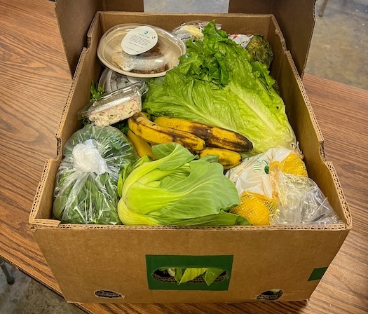 A donation box being prepared for delivery at Second Chance Foods Photo by B. Cronin