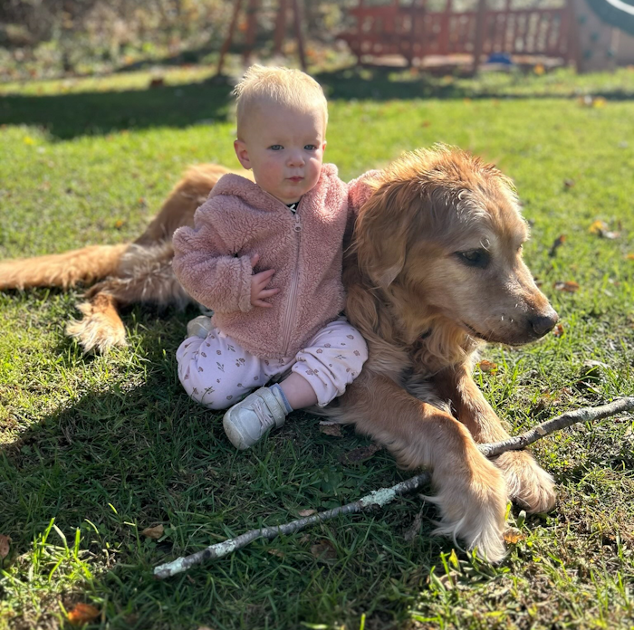 baby and dog