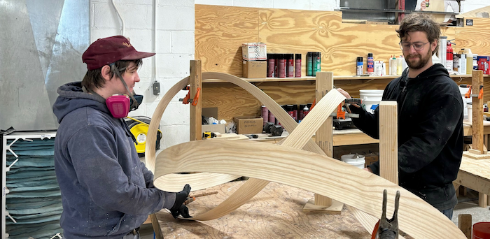 Dylan Cronk and John Procario position a work in progress.