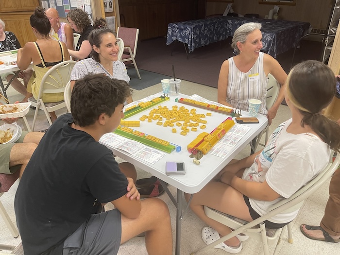Clockwise from left: Abe Spodek, Roberta Goldman, Alison Spodek and Lucinda Arginsky play mahjong at the Beacon Hebrew Alliance. Photo by J. Asher