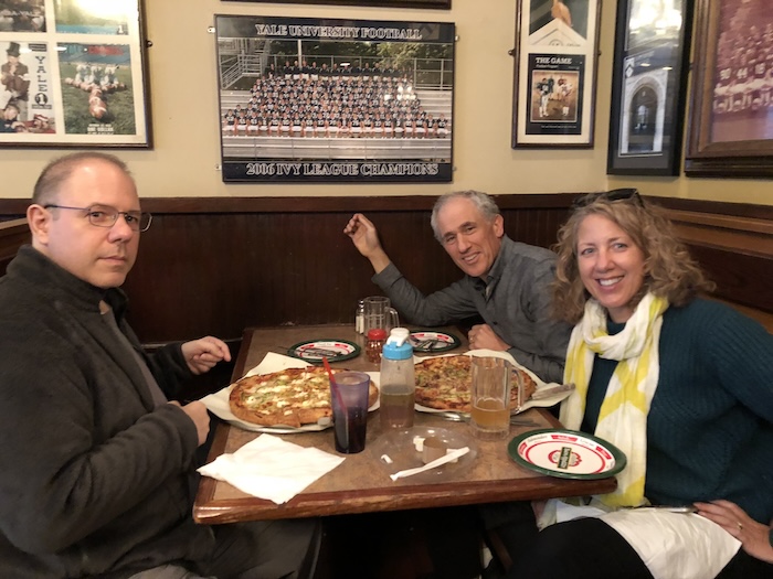 John Costa, left, with Joey and Johanna Asher at Yorkside Pizza