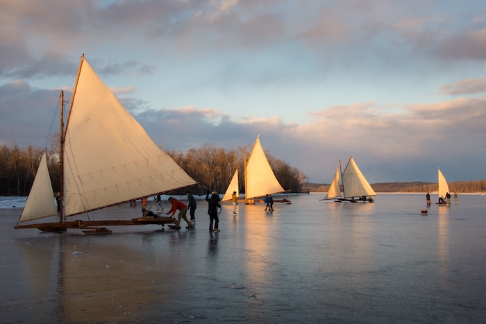 Iceboats on the Hudson in Greene County in January Photo by Julian Diamond