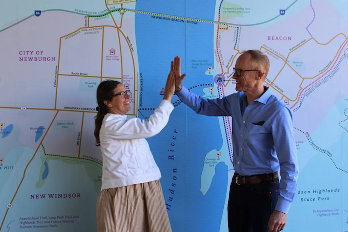 Naomi Hersson-Ringskog and Thomas Wright celebrate their grant.