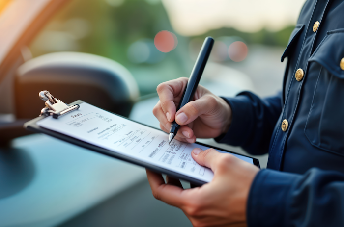 Officer writing ticket