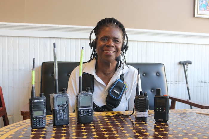 Anesta Vannoy with her ham radios Photo by M. Turton